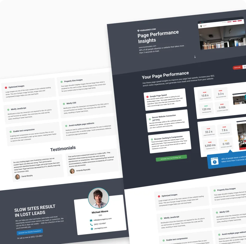 Page speed insights report